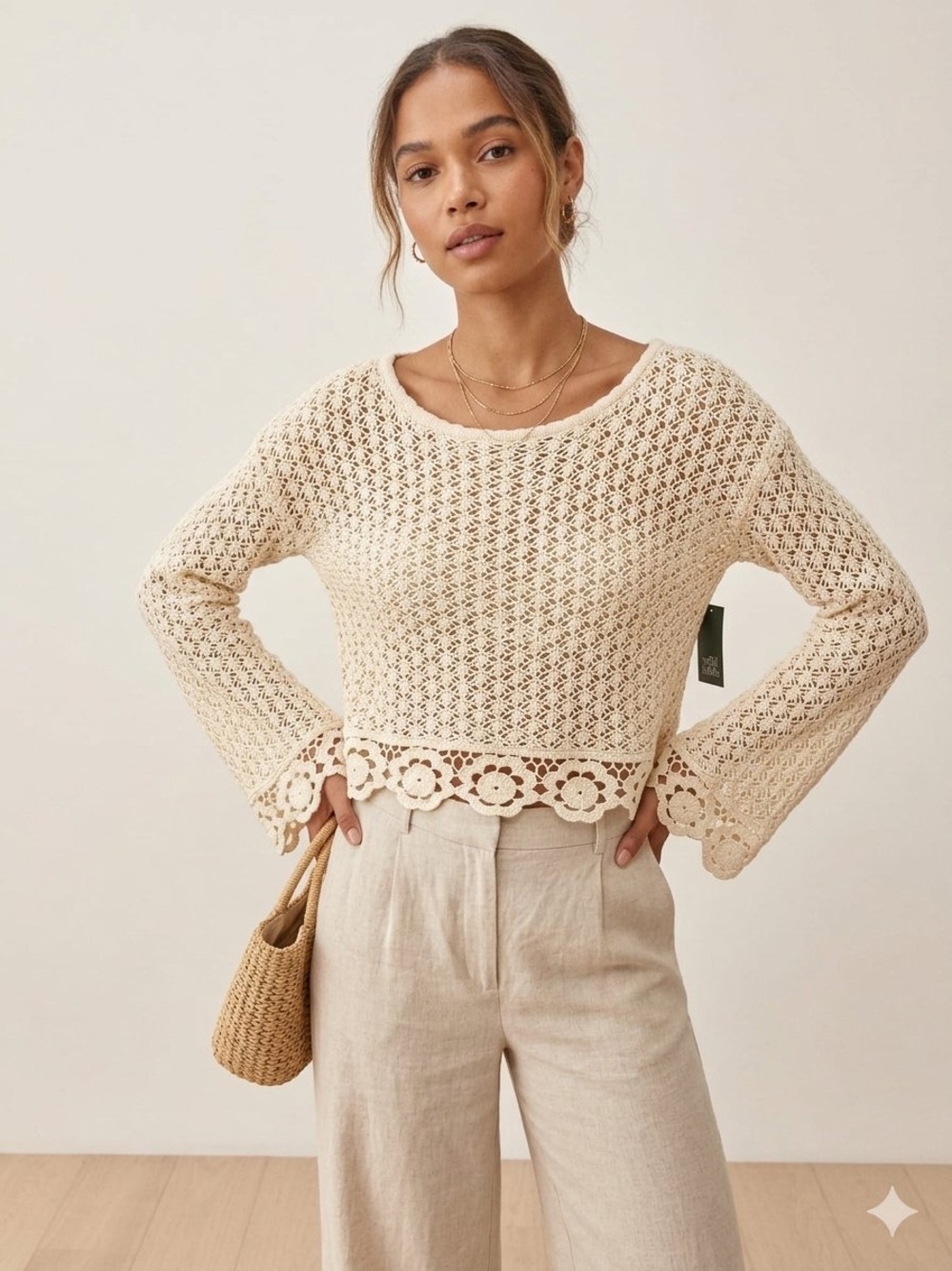 Crochet Crop Sweater Size XL